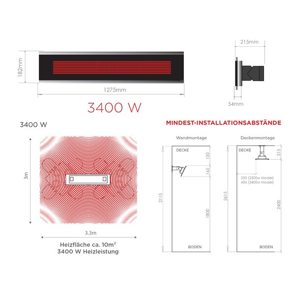Bromic Platinum Smart-Heat Electric SII Dunkelstrahler Schwarz